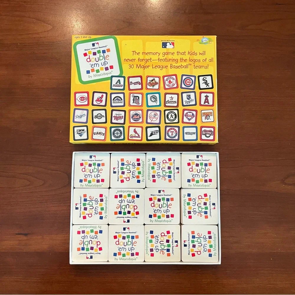 Baseball game card MLB double 'em up memory game 30 teams 60 cards by mascotopia